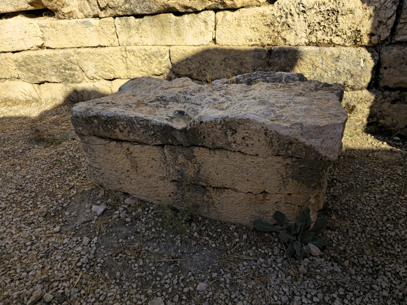 The carved rock chambers and palace remains at Araq el-Emir, Jordan.