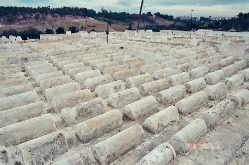 Rows of white graves in the Jewish cemetery in Casablanca, today.