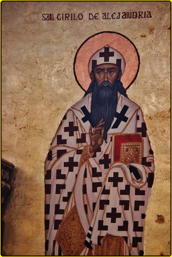 Painted icon of a robed, bearded bishop holding a book.