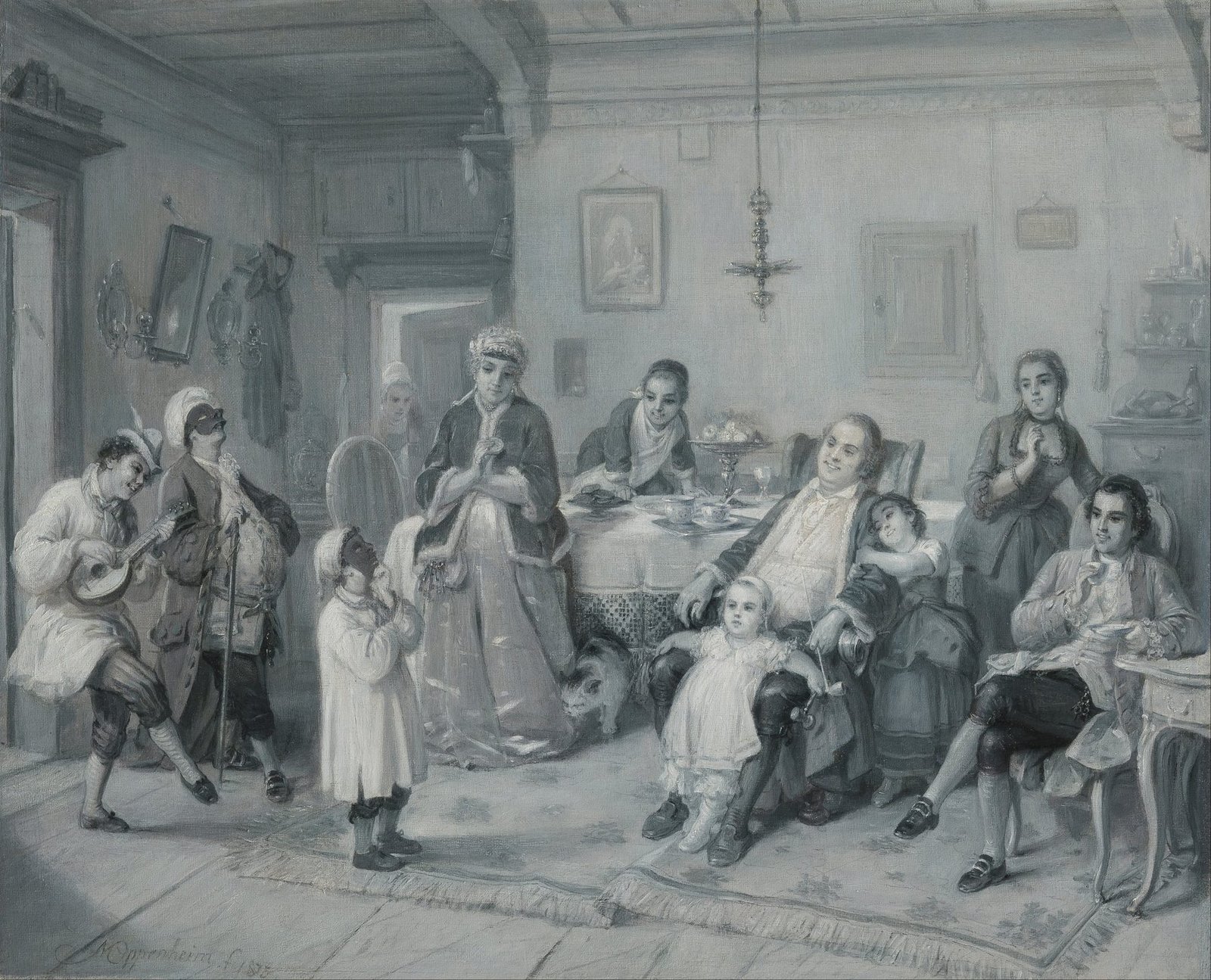 Moritz Daniel Oppenheim's 1873 painting of a 19th-century German-Jewish household celebrating Purim