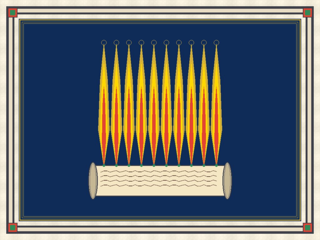 An illuminated-codex emblem for the Ten Martyrs strand of the Scroll and Stone story