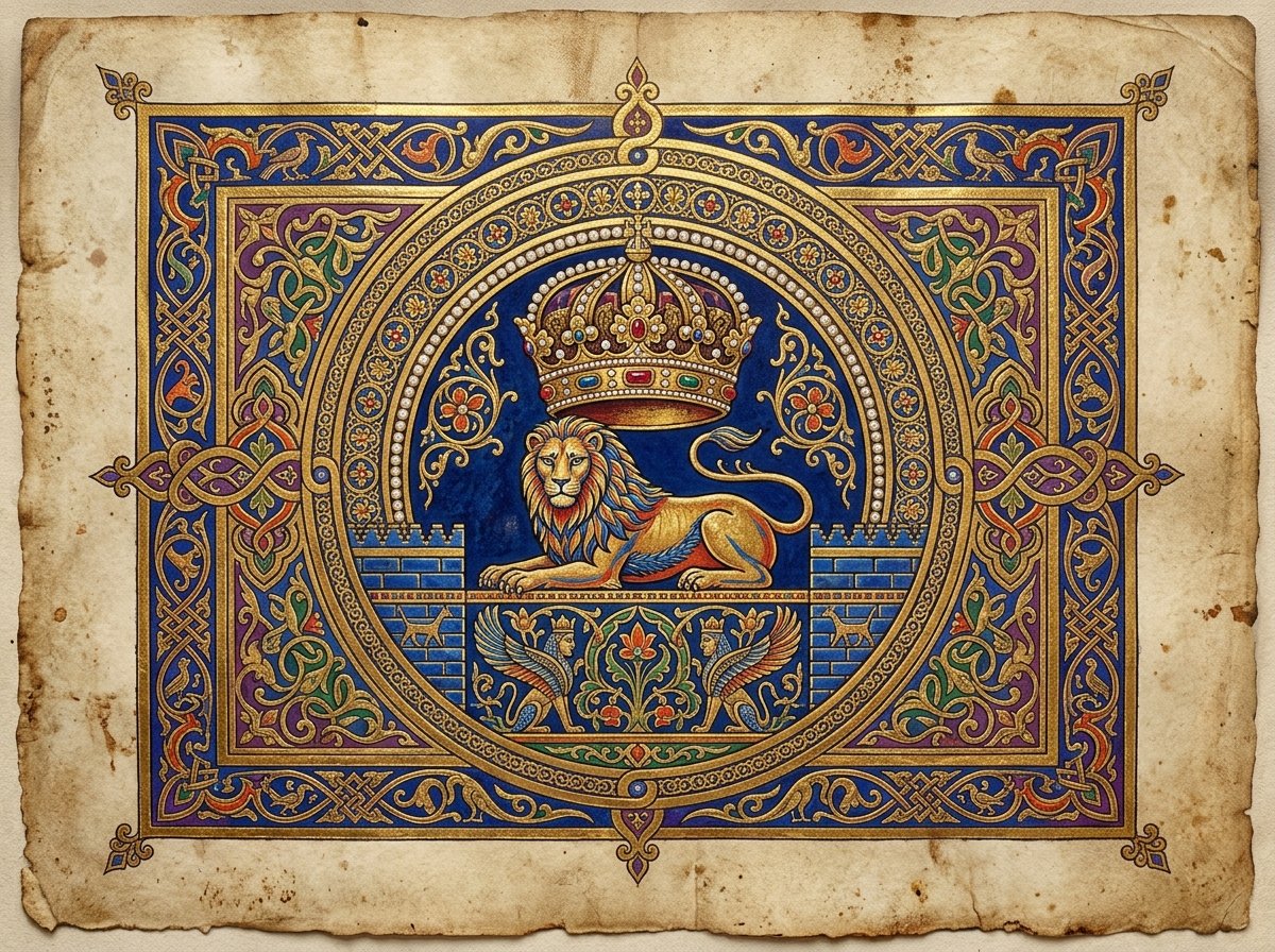 An Illuminated-Codex emblem representing the Exilarch, the hereditary Jewish prince of the Babylonian diaspora