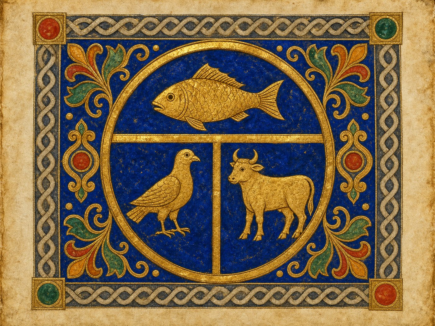 An Illuminated-Codex emblem for the kashrut strand of the Scroll and Stone story