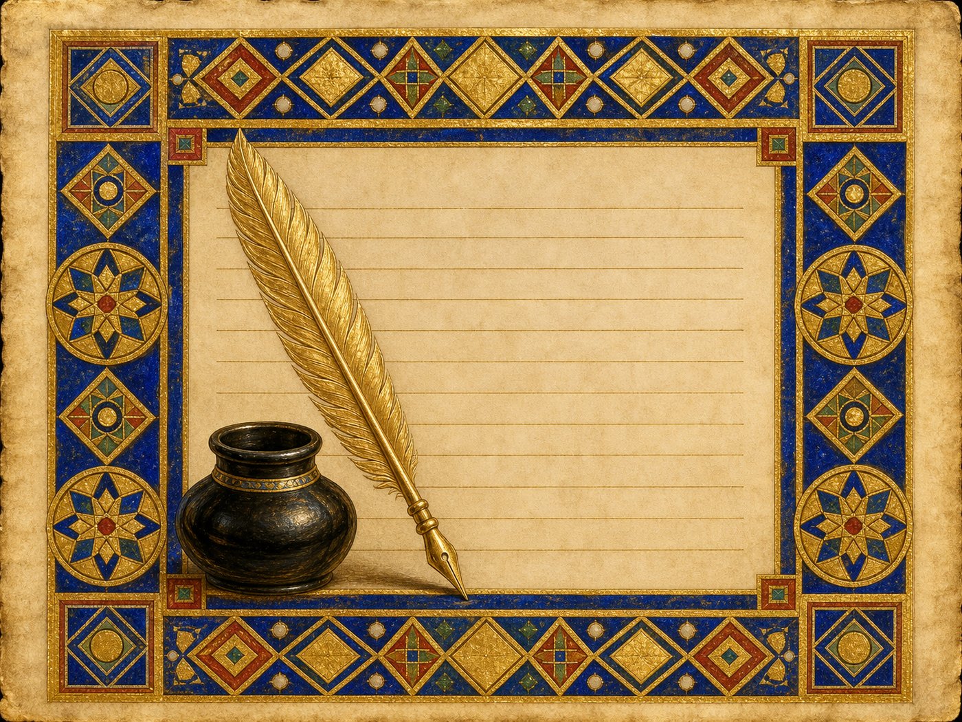 Illuminated-Codex emblem for the scribal craft strand of the Scroll and Stone story